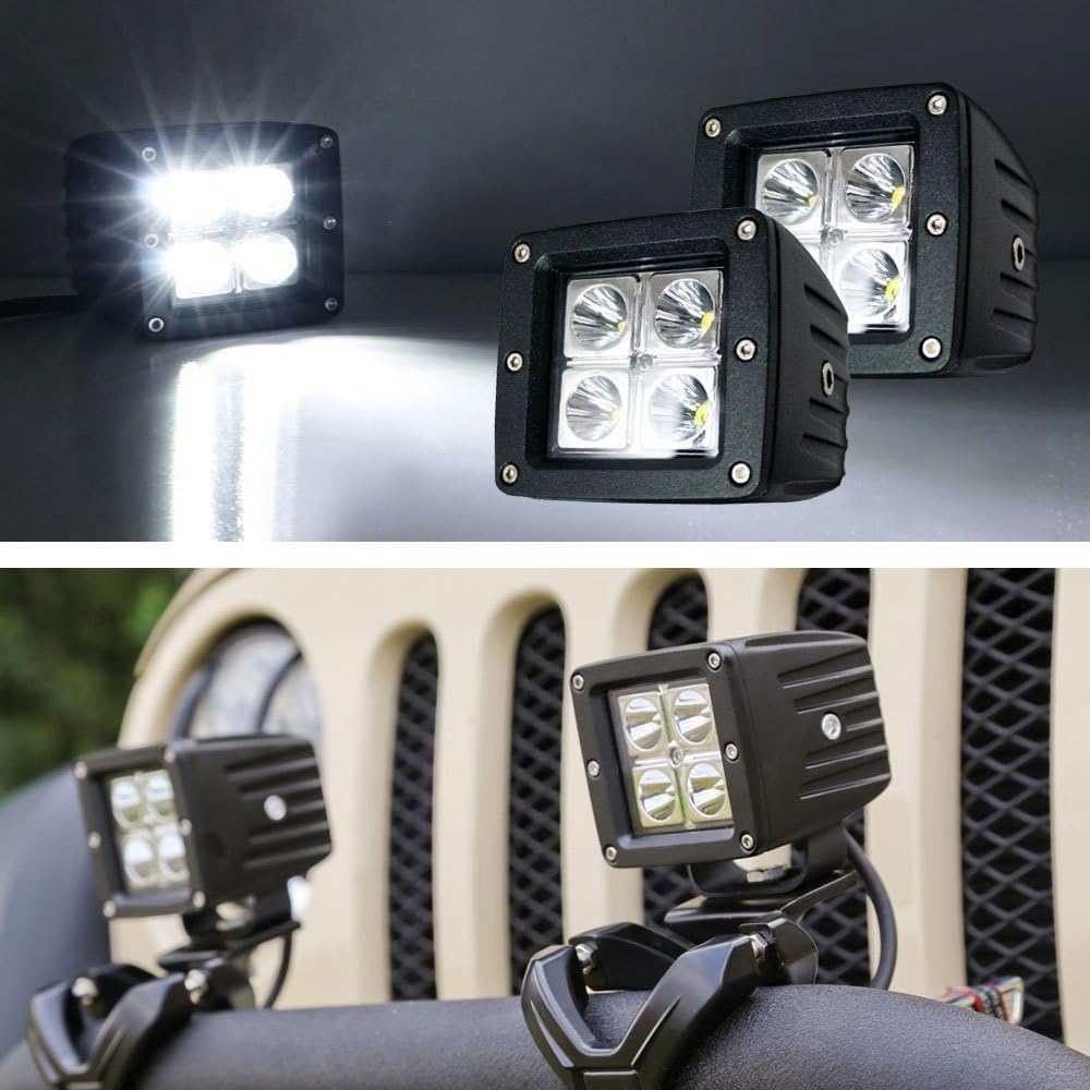 iJDMTOY 3-Inch Cubic 20W High Power LED Pod Lights Compatible with Jeep Truck Off-Road ATV 4WD 4x4, Xenon White